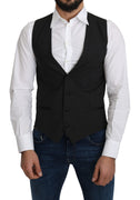 Gray Wool Elastan Formal Coat Vest