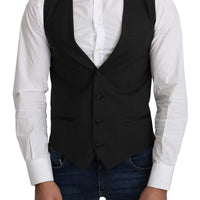 Gray Wool Elastan Formal Coat Vest