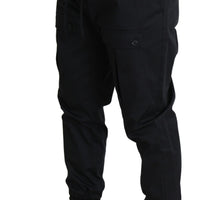 Black Cotton Stretch Jogging Trousers Pants