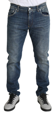 Blue Faded Mid Rise Slim Denim Trouser Jeans