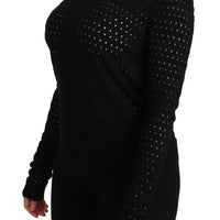 Black Crewneck Long Sleeve Top Blouse