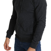 Gray Sweater Full Zipper Cashmere Hooded