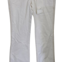 White Low Waist Boot Cut Cotton Jeans