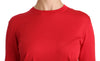 Red Crewneck Pullover Top Silk Sweater