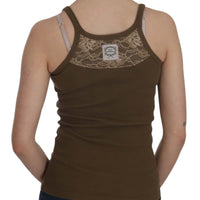 Brown Sleeveless Spaghetti Strap Blouse Top