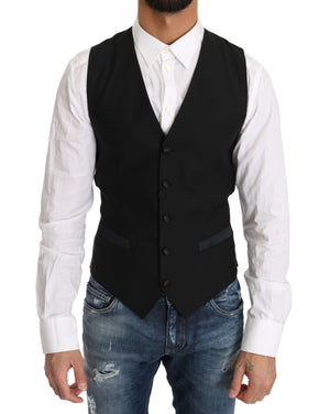 Black Wool Dress Waistcoat Gillet