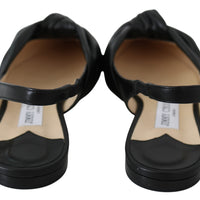 Annabell Black Leather Flat Shoes