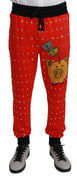 Red Piggy Bank Cotton Crystal Trousers Pants