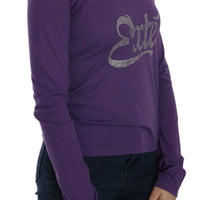 Purple Crystal Embellished Long Sleeve Casual Top