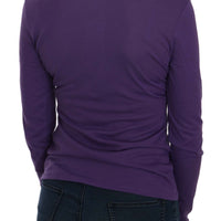 Purple Crystal Embellished Long Sleeve Casual Top