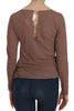 Brown Lace See Through Long Sleeve Top Blouse