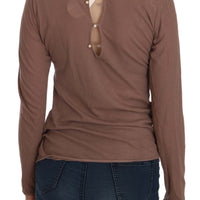 Brown Lace See Through Long Sleeve Top Blouse