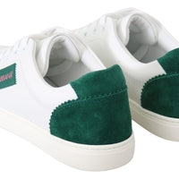 White Green Leather Low Top Sneakers Womens Shoes