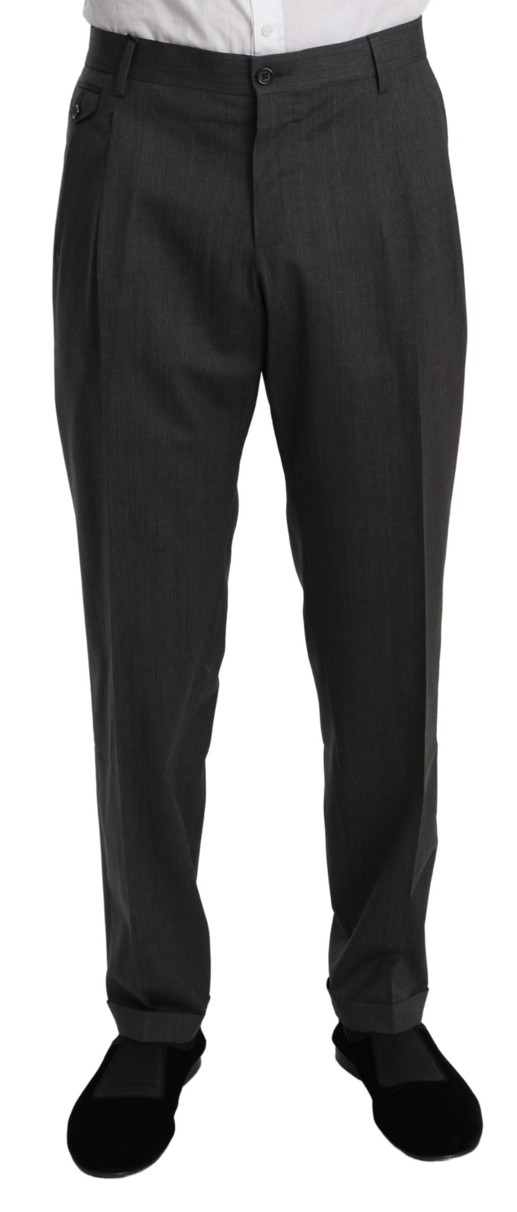 Gray Formal Dress Trouser Stretch Wool Pants