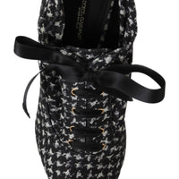 Black White Houndstooth Heels Pumps Shoes