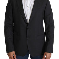 Gray Wool Single Breasted Coat Blazer