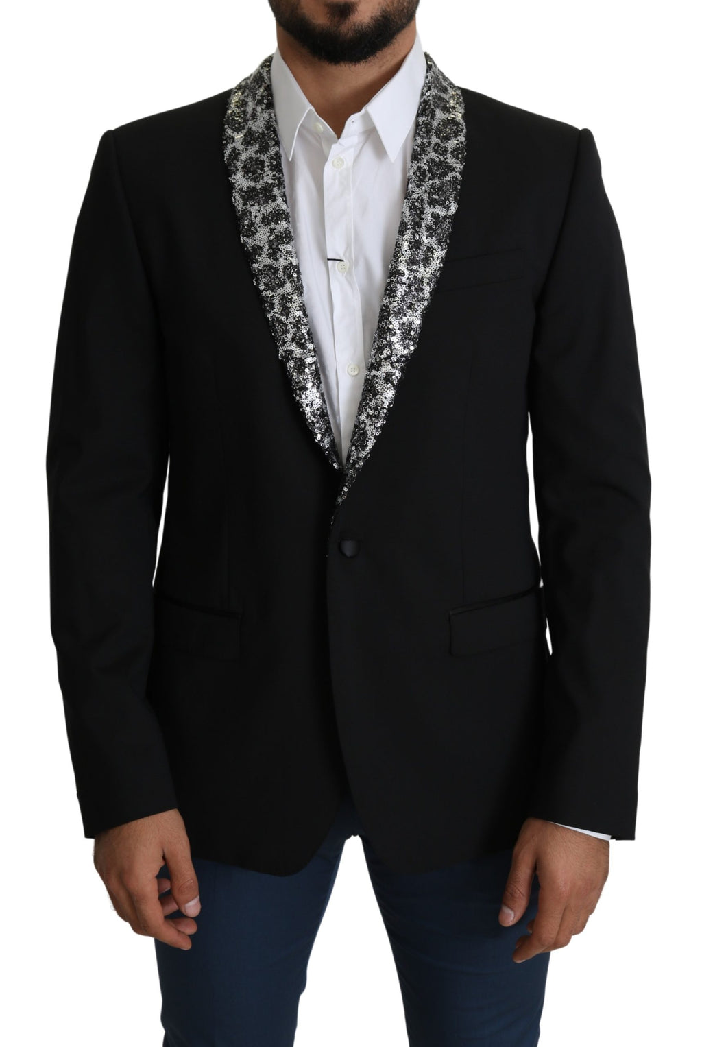 Black Sequined Single Breasted MARTINI Blazer