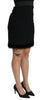 Black A-line High Waist Mini Viscose  Skirt