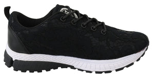 Black Polyester Runner Umi Sneakers Shoes