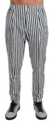 White Blue Striped Casual Trouser Cotton Pants