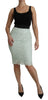 Green Lace Pencil High Waist  Cotton Mint Skirt