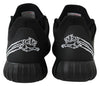 Black Polyester Runner Henry Sneakers Shoes