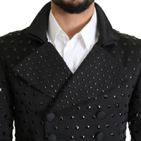 Black Studded Double Breasted Tailcoat Blazer