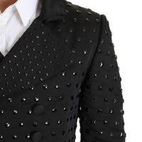 Black Studded Double Breasted Tailcoat Blazer