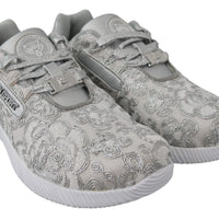 Silver Polyester Runner Joice Sneakers Shoes