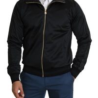 Black Stand Up Collar Bomber Coat Jacket