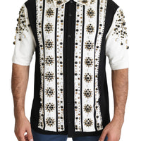 Black White Jewelled Jersey Embellished T-shirt