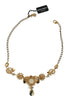 Gold Brass Chain Crystal Flowers PORTOFINO Pendant Necklace