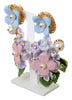 Purple Crystal Floral Pearl Hortensia Bouquet Clip-on Earrings