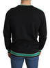 Black Knit Logo Wool Blend Pullover Crew Sweater