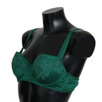 Green Silk Stretch Floral Lace Bra Underwear