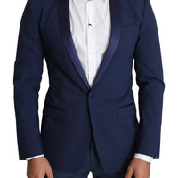 GOLD Blue Wool Single Breasted Coat Blazer