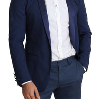 GOLD Blue Wool Single Breasted Coat Blazer