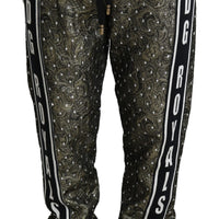 Brown Jacquard DG King Crystal Sweatpants