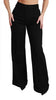 Black Wide Leg Flared Trouser Cashmere Pants