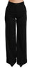 Black Wide Leg Flared Trouser Cashmere Pants