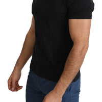 Black V-neck 100% Cotton Men Top  T-shirt