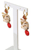 Heart Dog Red Crystal Gold Brass Leverback Earrings