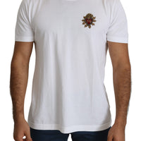 White Sacred Heart Applique Cotton Top T-shirt