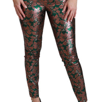 Green Bronze Leaf Tights Skinny Pants