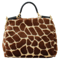 MISS SICILY Brown Giraffe Print Satchel Purse