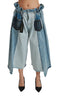 Blue Asymmetrical Wide Leg Denim Cotton Jeans