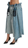 Blue Asymmetrical Wide Leg Denim Cotton Jeans