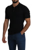 Black Silk Blend Collared Polo Top T-shirt