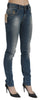 Blue Washed Mid Waist Slim Fit Denim Trouser Cotton Jeans