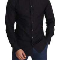 Black Cotton Men Formal GOLD Dress Shirt